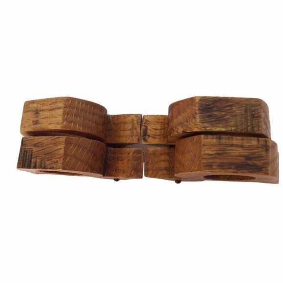 Vintage Primative Country Cottage Wooden Hand-carved Duck Napkin Rings Holders - Picture 7 of 9